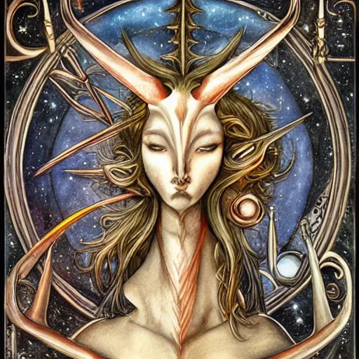 Image similar to detailed and sharp sagittarius artistic zodiac artwork, mystic style, detailed, 8 k, detailed, symmetrical, by brian froud