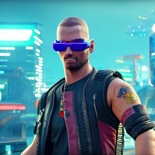 Image similar to cyberpunk 2077 with Pixar animation style