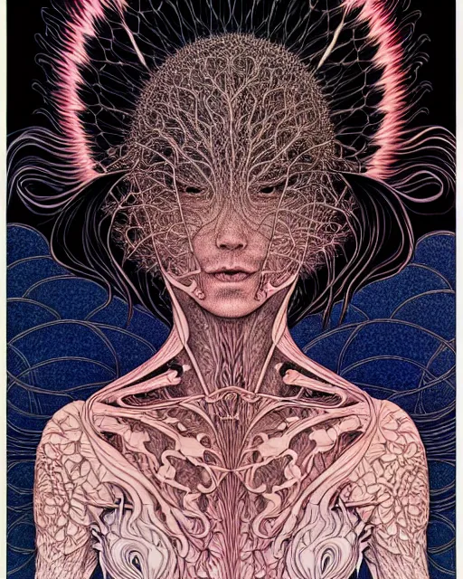 Prompt: human spirit breaking away from the body, conjuring psychedelic background, part by takato yamamoto, part by alex gray, ross tran, james jean, ultra realistic, highly detailed, 8 k, trending on artstation, symmetry
