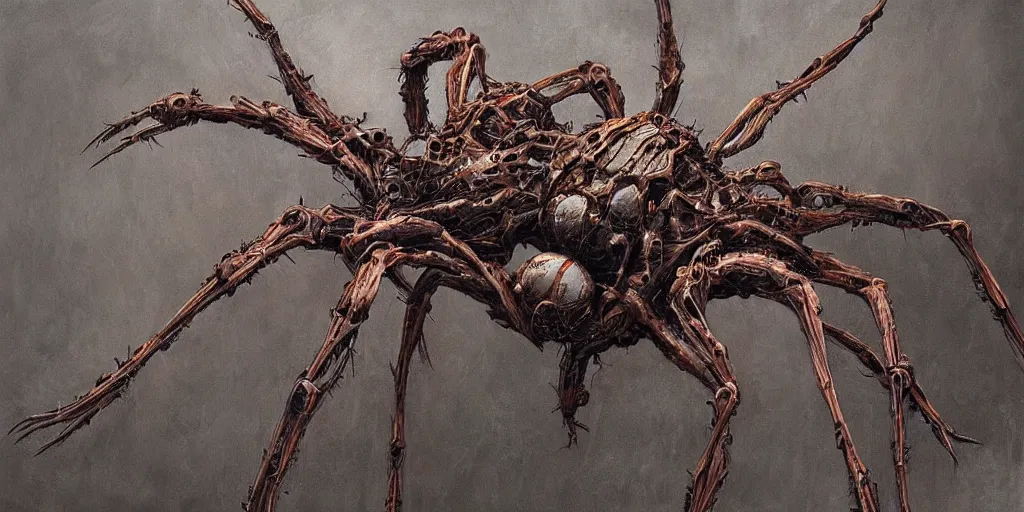 Prompt: A beautiful painting of a biomechanical spider by Peter Gric, ConceptArtWorld, DeviantArt, Fotografie, Nvidia, Trending on artstation, Unreal Engine