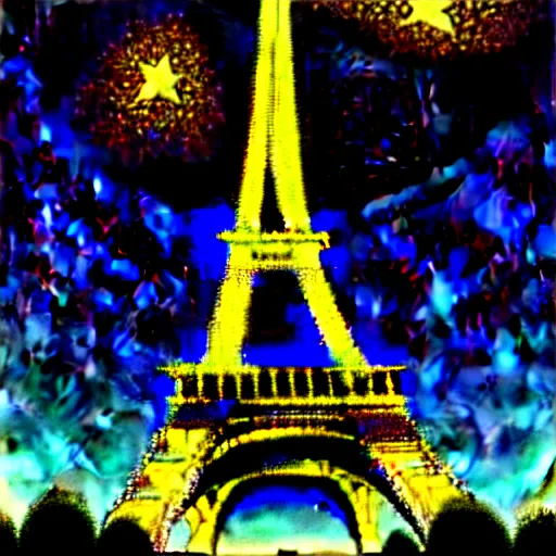 Image similar to the eiffel tower drawn like starry night