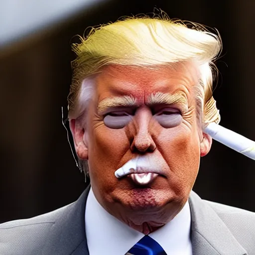 Image similar to a photo of donald trump smoking a cigarrette