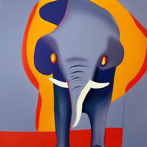 Image similar to abstract painting of an angry elephant, artwork by fujita, goro,