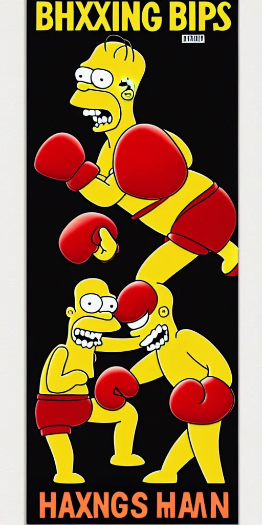 Image similar to boxing poster, the simpsons, hans moleman