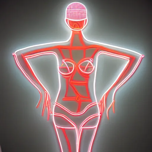 Image similar to 3 d neon art of a womens body, ultra detailed