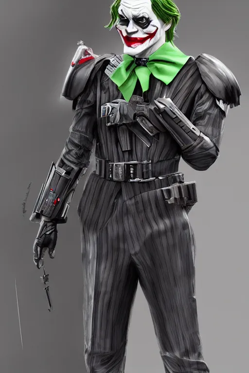 Prompt: Joker wearing dart vader's armor suit, cosplay, full character, artstation, highly detailed, highly realistic
