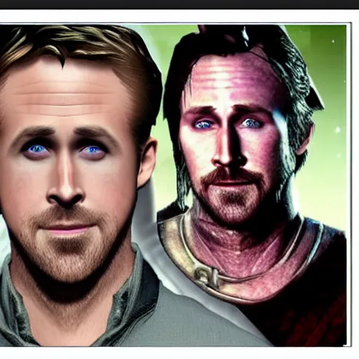 Image similar to ryan gosling and sheogorath in skyrim