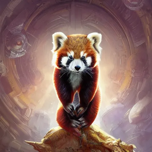 Prompt: epic portrait of red panda cyborg, detailed, digital painting, artstation, concept art, donato giancola, joseph christian leyendecker, wlop, boris vallejo, breathtaking, high details, extremely detailed, sincere face, establishing shot, artistic, hyper realistic, beautiful face, octane render