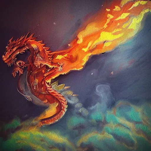 Image similar to “fire breathing dragon, Impressionism style”