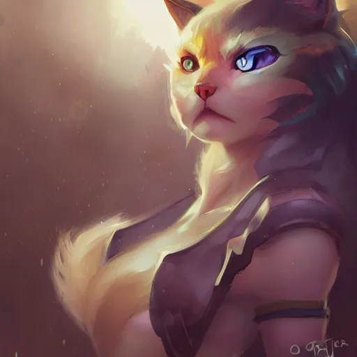 Image similar to cat as a few characters from league of legends by greg rutkowski