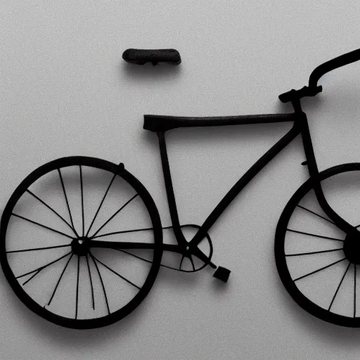 Image similar to parts of a bicycle scattered on a table, black and white, trending on artstation, hd