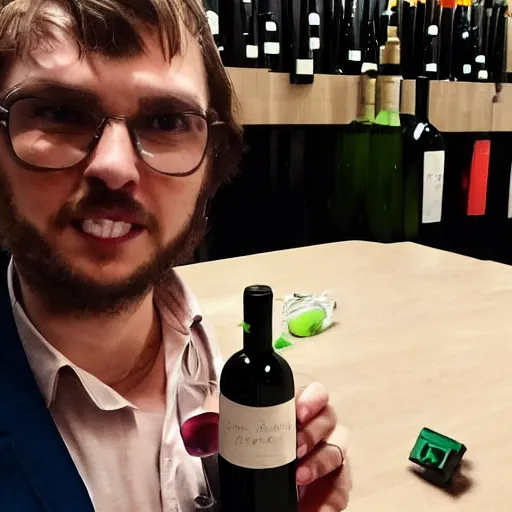 Image similar to photo of a puzzled mobkey with a bottle of wine