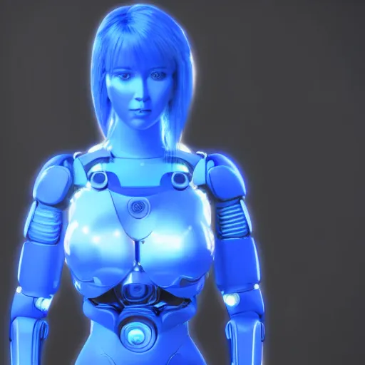 Image similar to cortana blue artificial intelligence hologram, highly detailed, photorealistic portrait, bright studio setting, studio lighting, crisp quality and light reflections, unreal engine 5 quality render