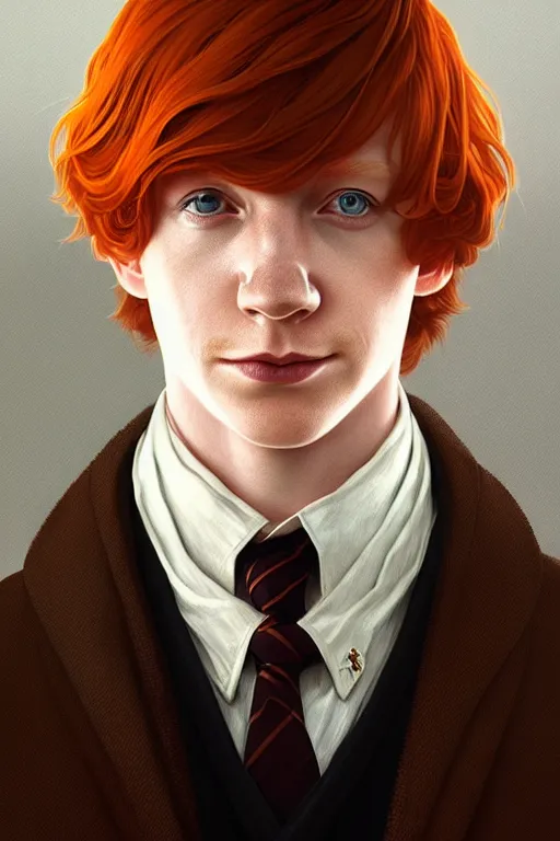 Prompt: a portrait of ron weasley, fantasy, sharp focus, intricate, elegant, digital painting, artstation, matte, highly detailed, concept art, illustration, ambient lighting, art by ilya kuvshinov, artgerm, alphonse mucha, and greg rutkowski