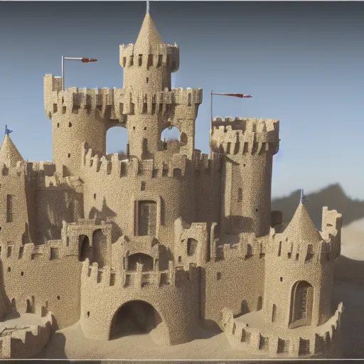 Image similar to life - like castle made of sand, 3 5 mm!!!!! lens, 4 k photorealism, trending on artstation, 4 k quality