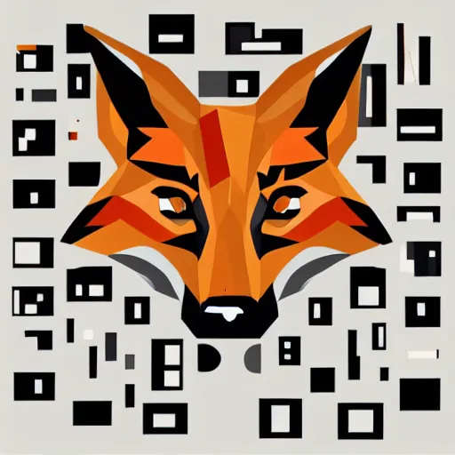 Image similar to cubist vector style fox art, on a white background