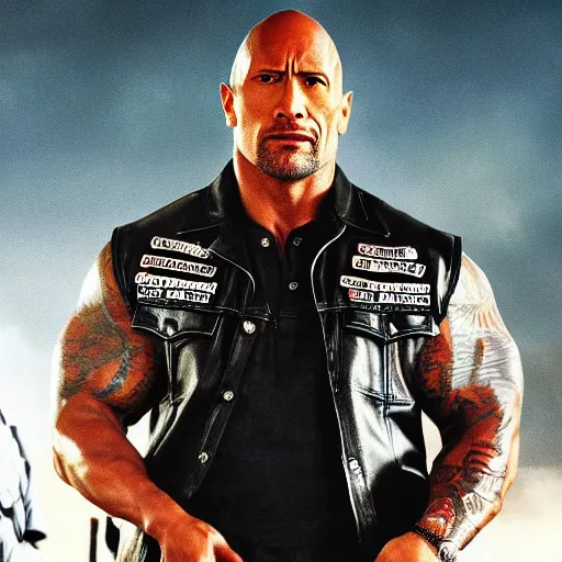 Image similar to dwayne johnson in sons of anarchy 4 k detailed