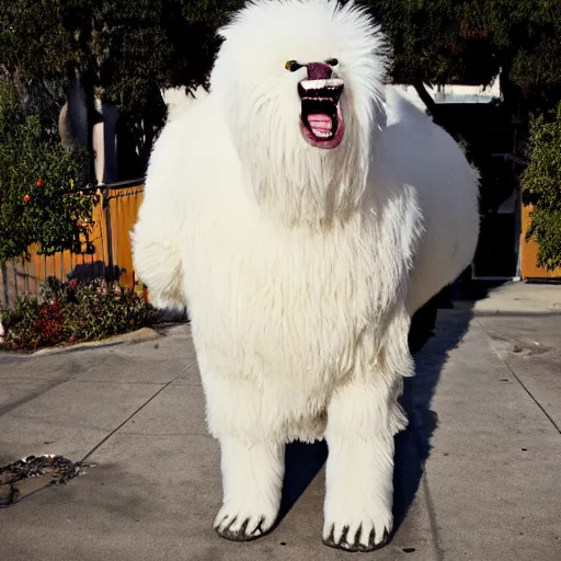 Prompt: LOS ANGELES CA, JAN 8 2010: One of the most fluffy friendly huge huggable creatures that emerged from the opening of the hellmouth.