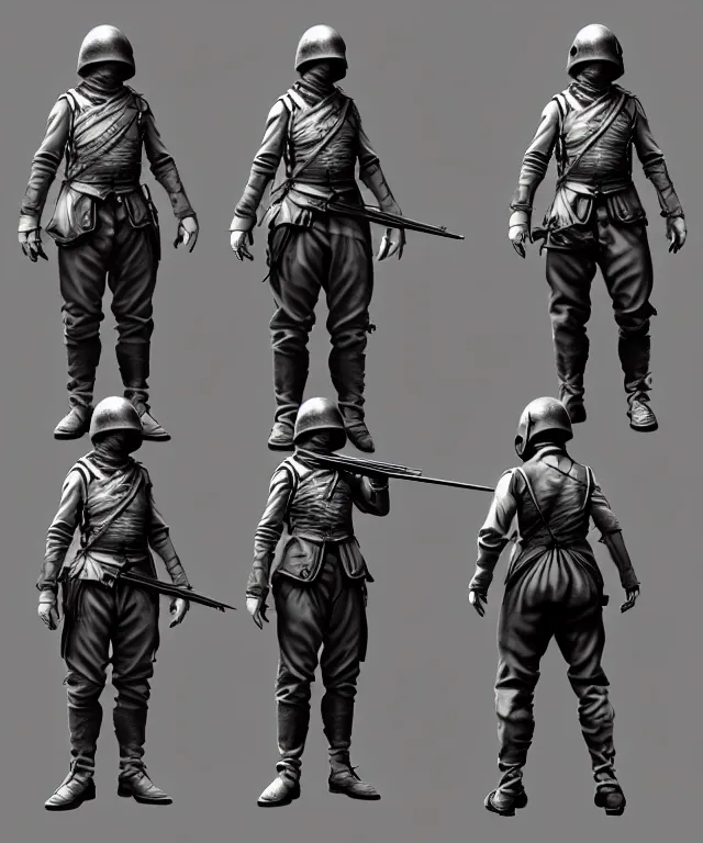 Image similar to 2 d shooter game concept art sprite sheet!!!, 1 8 0 0 victorian combat underwater soldier concept art, hyperrealism, fine detail, 8 k, 3 d render, artgerm, artstation contest winner, cgsociety, cryengine, zbrush, vray, no background