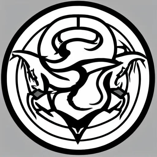 Image similar to logo of a dragon and a wizard