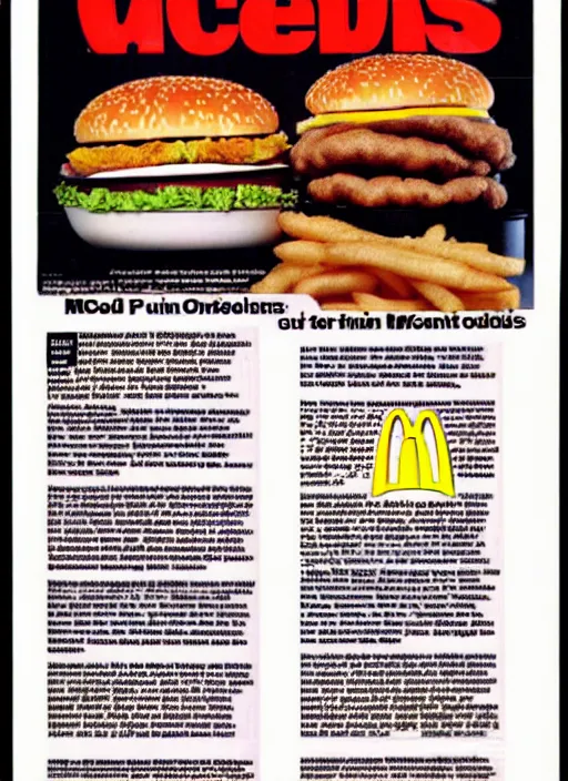 Image similar to a 1 9 9 9 magazine page with ads for mcdonalds and spiders, a full page magazine scan, hd