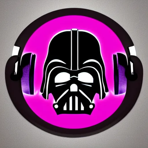 Image similar to svg sticker of a Pop-Wonder Darth-Vader at a rave, spinning records, giant headphones rocking out, wearing headphones, huge speakers, dancing, rave, DJ, spinning records, digital art, amazing composition, rule-of-thirds, award-winning, trending on artstation, featured on deviantart