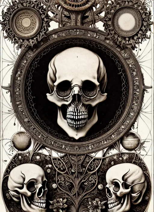 Image similar to art forms of nature by ernst haeckel, memento mori by arthur rackham, ornate antique porcelain beautiful skull mask, ultrasharp, photorealistic, hyperdetailed, octane render, polished, art nouveau, neo - gothic, gothic, intricate ornamental organic filigree, art nouveau botanicals, art forms of nature by ernst haeckel, horizontal symmetry, symbolist, visionary