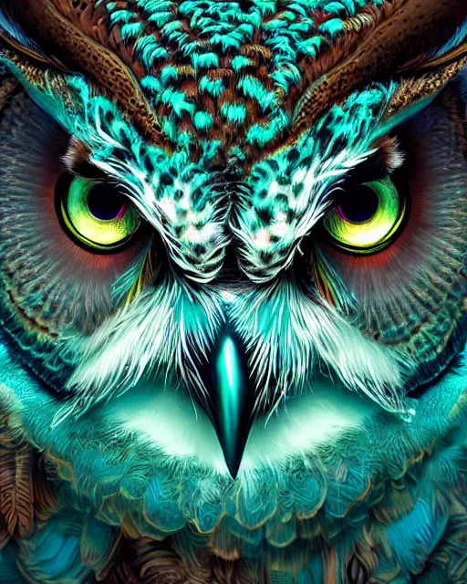 Image similar to portrait of an owl made out of emerald. intricate artwork, by tooth wu, wlop, beeple, dan mumford concept art, octane render, trending on artstation, greg rutkowski very coherent symmetrical artwork cinematic, key art, hyper realism, high detail, octane render, 8 k, iridescent accents