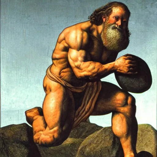 Prompt: god creating a stone heavier than he can lift
