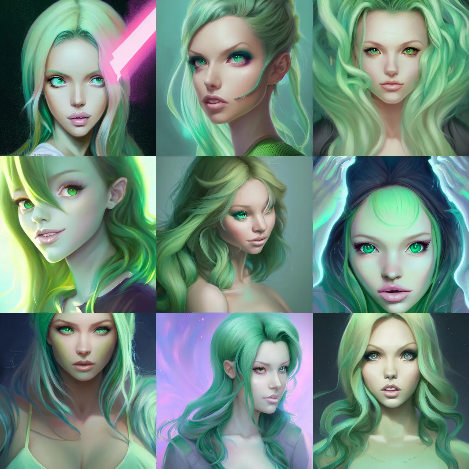 Prompt: a portrait of samantha saint, pastel green, art by lois van baarle and loish and ross tran and rossdraws and sam yang and samdoesarts and artgerm and saruei and disney and wlop, digital art, highly detailed, intricate, sharp focus, trending on artstation hq, deviantart, unreal engine 5, 4 k uhd image