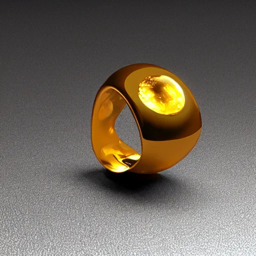 Prompt: a powerful magic golden ring, black background, magical glow, octane render,