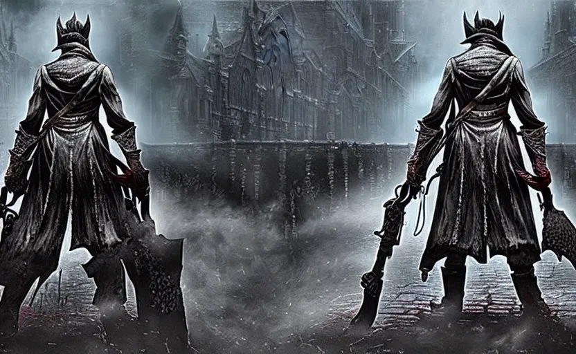 Prompt: bloodborne by yoji shinkawa and yoshitaka amano