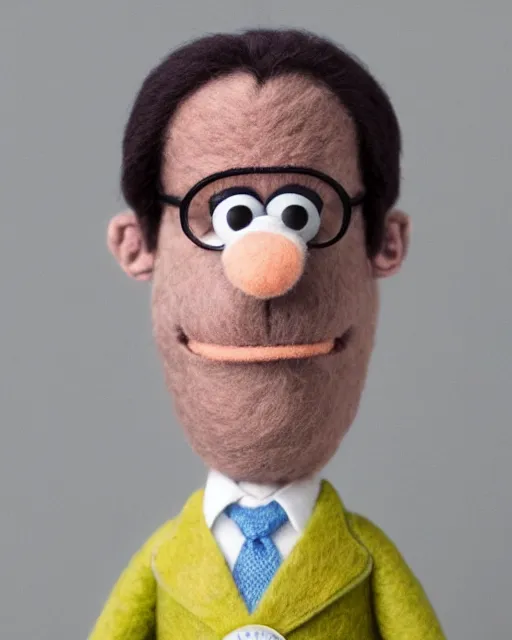 Image similar to david wallace as a muppet. highly detailed felt. hyper real photo. 4 k.