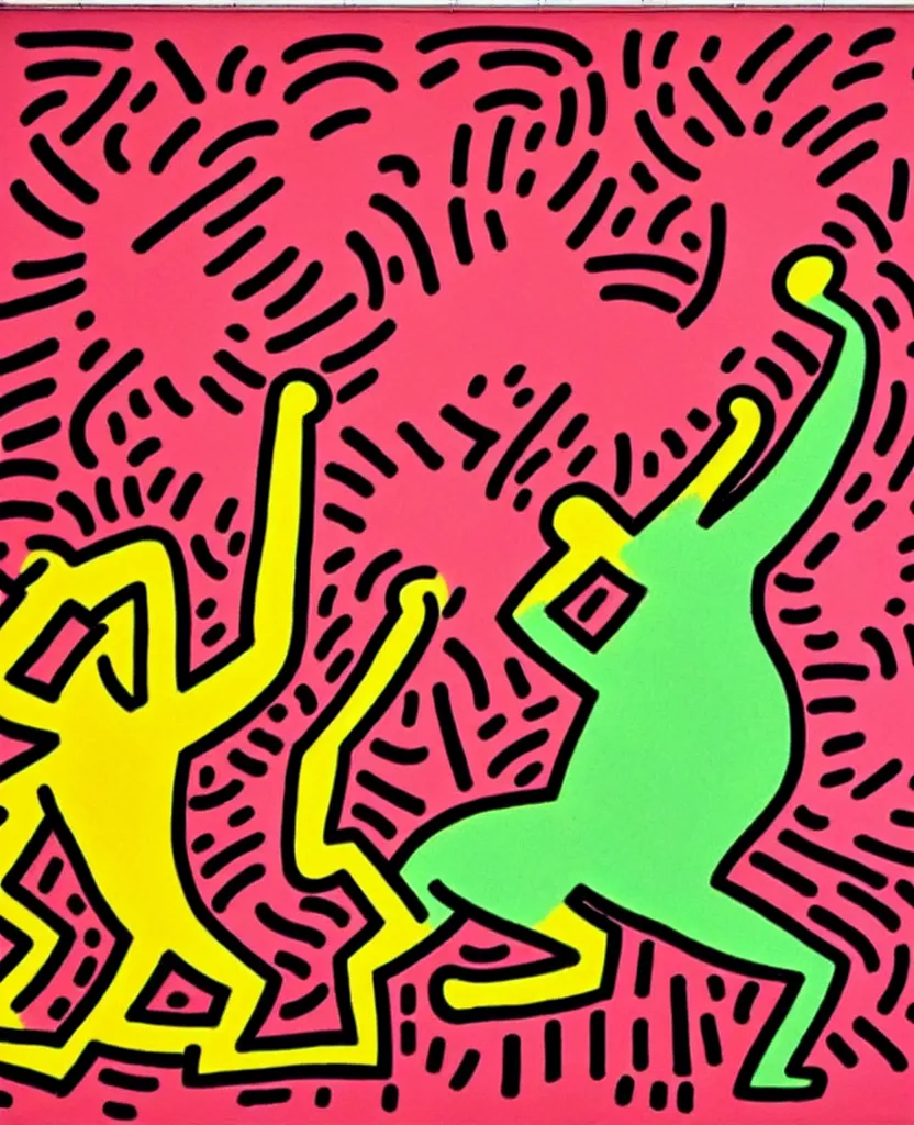 Prompt: Keith haring crack is wack painting |