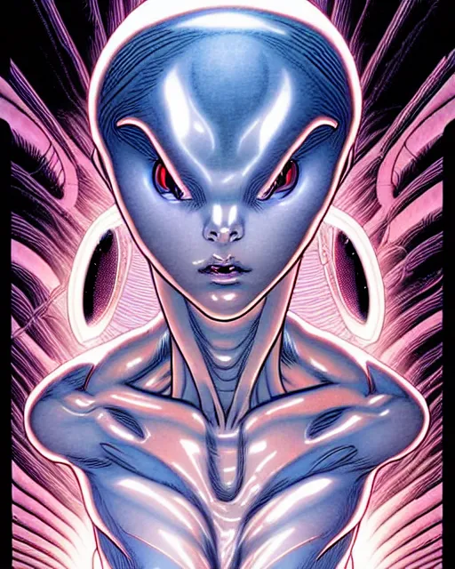 Prompt: newborn from alien, by yukito kishiro!!!!!!!!, symmetrical, hd, hyper detailed, 4 k