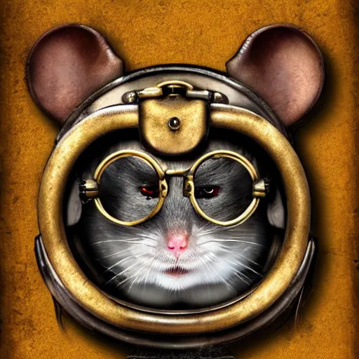 Image similar to a rat with steampunk googles, by Fortiche Studio