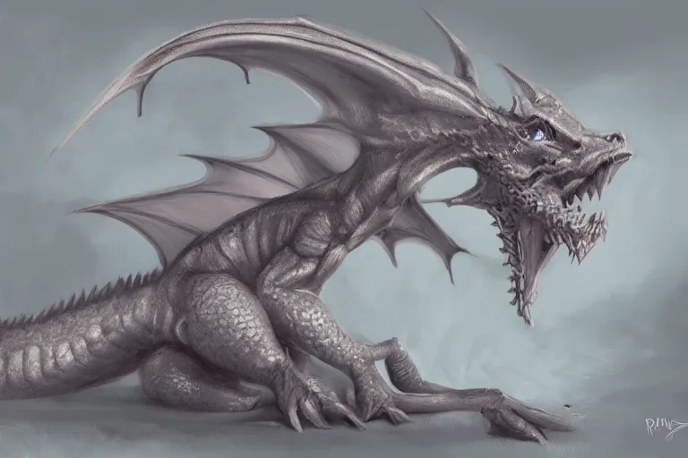 full body digital illustration of a baby dragon with, Stable Diffusion