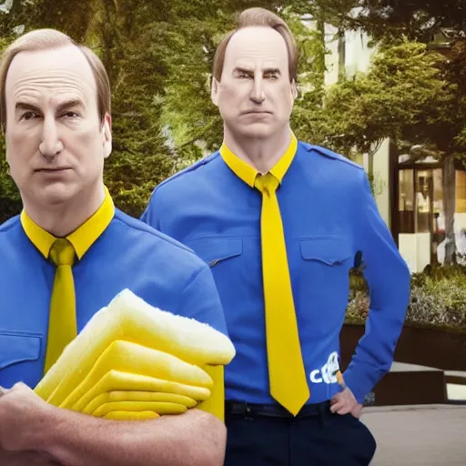 Prompt: Bob Odenkirk head wearing McDonlads uniform