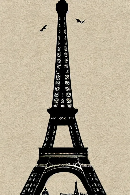 Image similar to paris eiffel tower, illustration, in the style of katinka reinke