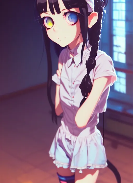 Image similar to a film still polaroid portrait of a young catgirl at a gaming pc, finely detailed features, perfect art, busy room, gapmoe yandere grimdark, trending on pixiv fanbox, painted by ilya kushinov makoto shinkai takashi takeuchi studio ghibli, akihiko yoshida, sachin teng, huang guangjian, artstation