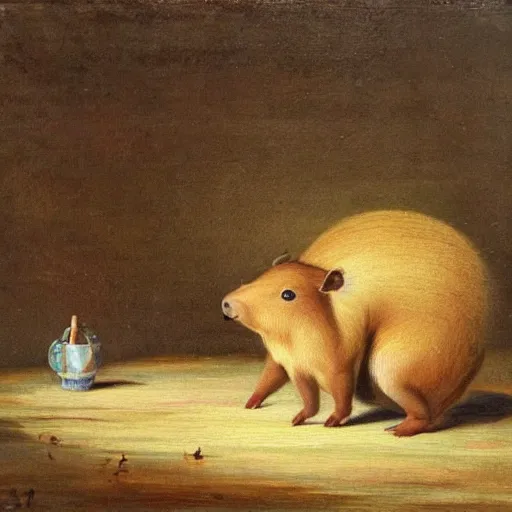 Prompt: a capybara hacking into a website, oil painting, 1 8 th century