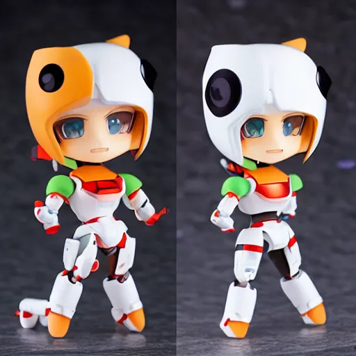 Prompt: high quality portrait flat matte painting of cute robot in the style of nendoroid and Toon gundam , flat anime style, thick painting, medium close-up