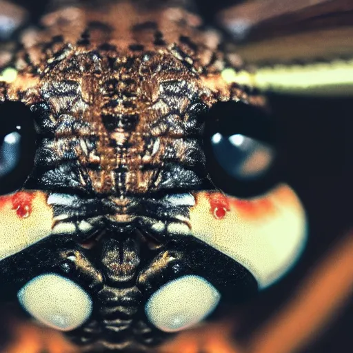 Prompt: macro shot of a moth face, closeup, 4k