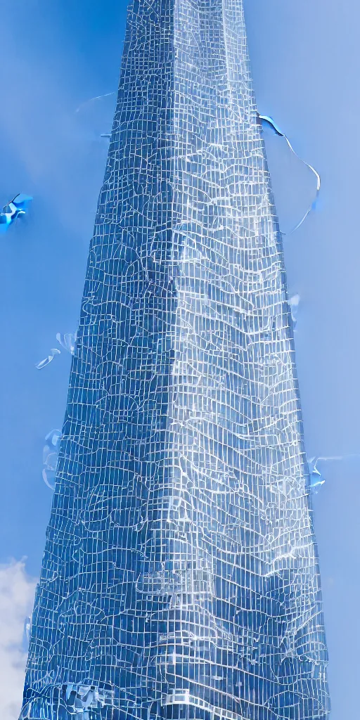 Prompt: white photorealistic futuristic post - modern luxury skyscraper hotel in seoul with bright blue sky