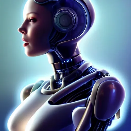 Image similar to Beuatiful Happy Mechanical Female Android, Full-Body, intricate, elegant, super highly detailed, professional digital painting, artstation, concept art, smooth, sharp focus, no blur, no dof, extreme illustration, Unreal Engine 5, Photorealism, HD quality, 8k resolution, cinema 4d, 3D, beautiful, cinematic, art by artgerm and greg rutkowski and alphonse mucha and loish and WLOP