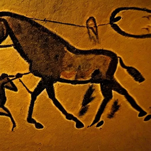 Image similar to hunting, paleolithic cave painting