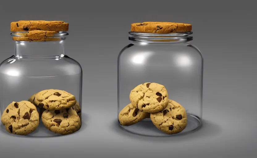 Prompt: a jar with cookies in it, glowing, high detail, unreal engine