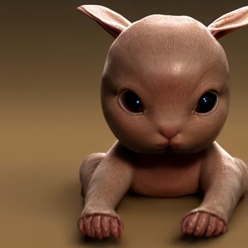 Image similar to an 8 k hi - res render of alien baby bunny rabbit, 3 d daz studio