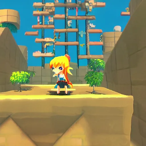 Image similar to <made in unity> <3D anime platformer roguelike> <James Jean art> <Windwaker inspire> Nintendo style