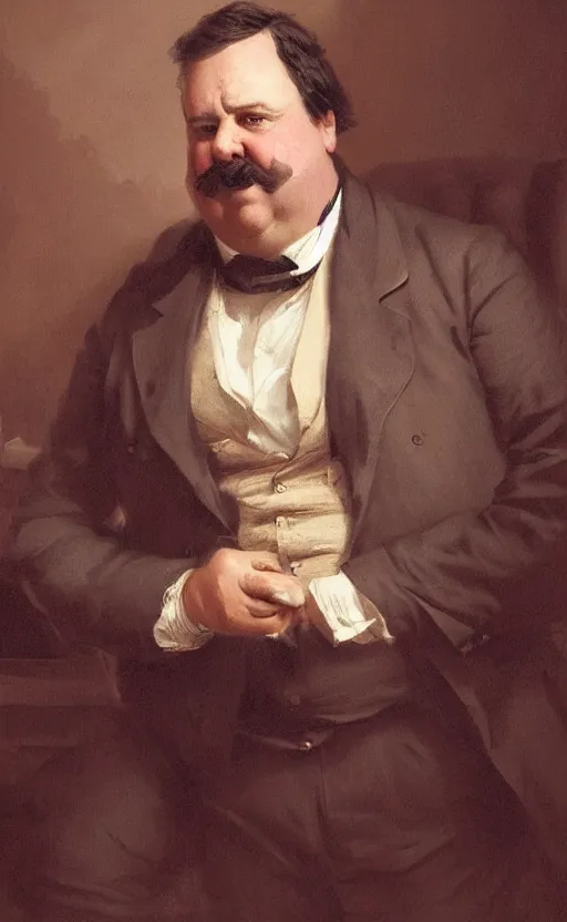 Prompt: Portrait of a portly victorian industrialist, male, detailed face, 19th century, highly detailed, cinematic lighting, digital art painting by greg rutkowski